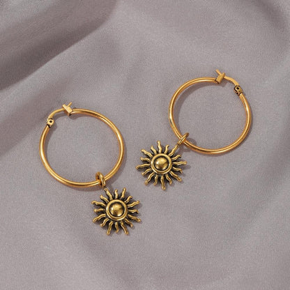 Retro Sun Earrings Frosty Simple Short Sun Flower Earrings Ornaments