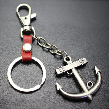 Sailing diary, big anchor, alloy key chain, leather middleware, accessories, key ring, bag, pendant