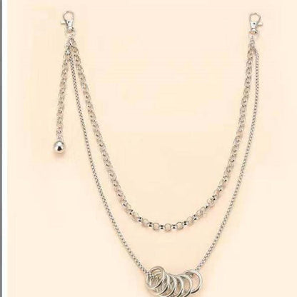 Hip-hop pants chain female detachable double-layer pants hanging chain decoration punk belt trousers chain INS metal accessories