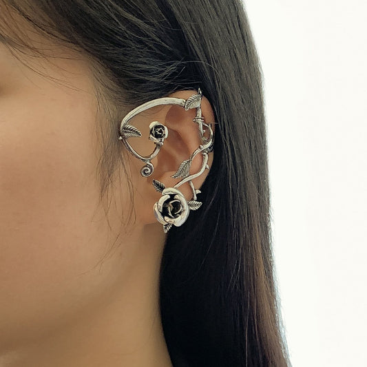 Jewelry Retro Personality Rose Earrings Female Fashion Simple Geometric Metal Ear Bone Clip Earrings