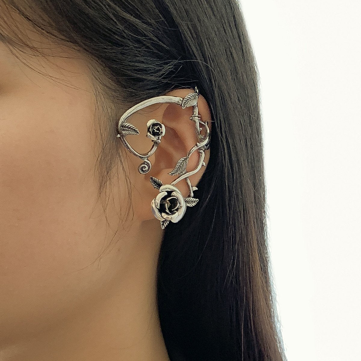 Jewelry Retro Personality Rose Earrings Female Fashion Simple Geometric Metal Ear Bone Clip Earrings