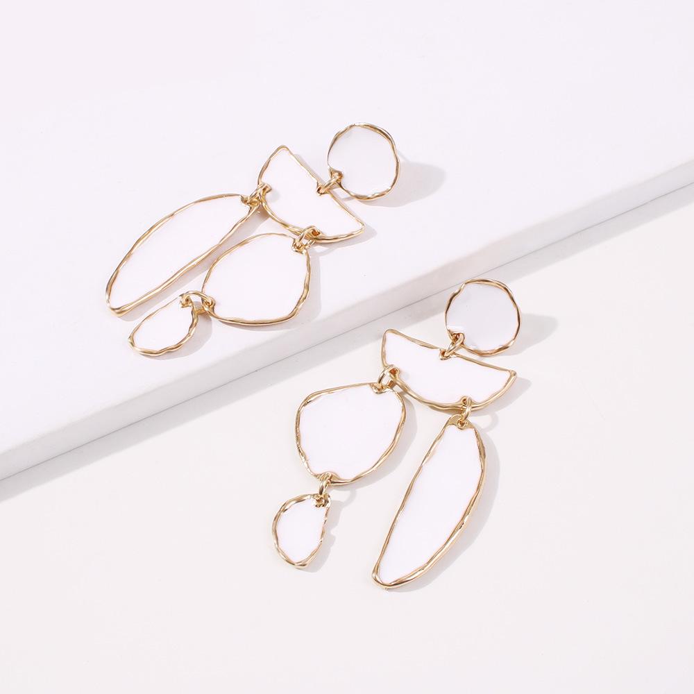 E8466 Exaggerated Irregular Alloy Drip Earrings ZA Simple Color Glaze Long Stud Earrings