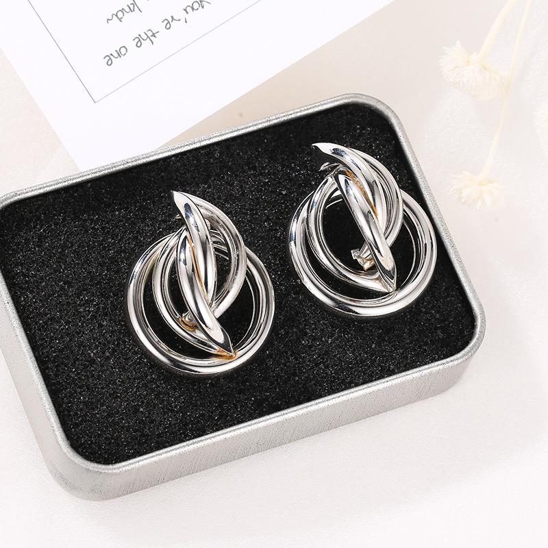Irregular Geometric Earrings Circle Folding Three-dimensional Stud Earrings Chic Earrings