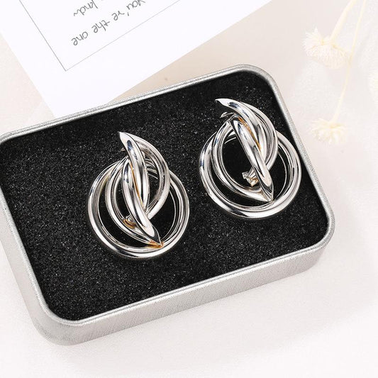 Irregular Geometric Earrings Circle Folding Three-dimensional Stud Earrings Chic Earrings