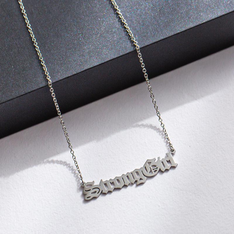 StrongGirl Letter Temperament Necklace Female Dongdaemun Trendy Cool Spice Girl Clavicle Chain Net Red Fashion Pendant