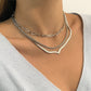 Indifferent V-shaped snake bone chain stacked hollow French clavicle chain simple twist all-match metal niche necklace