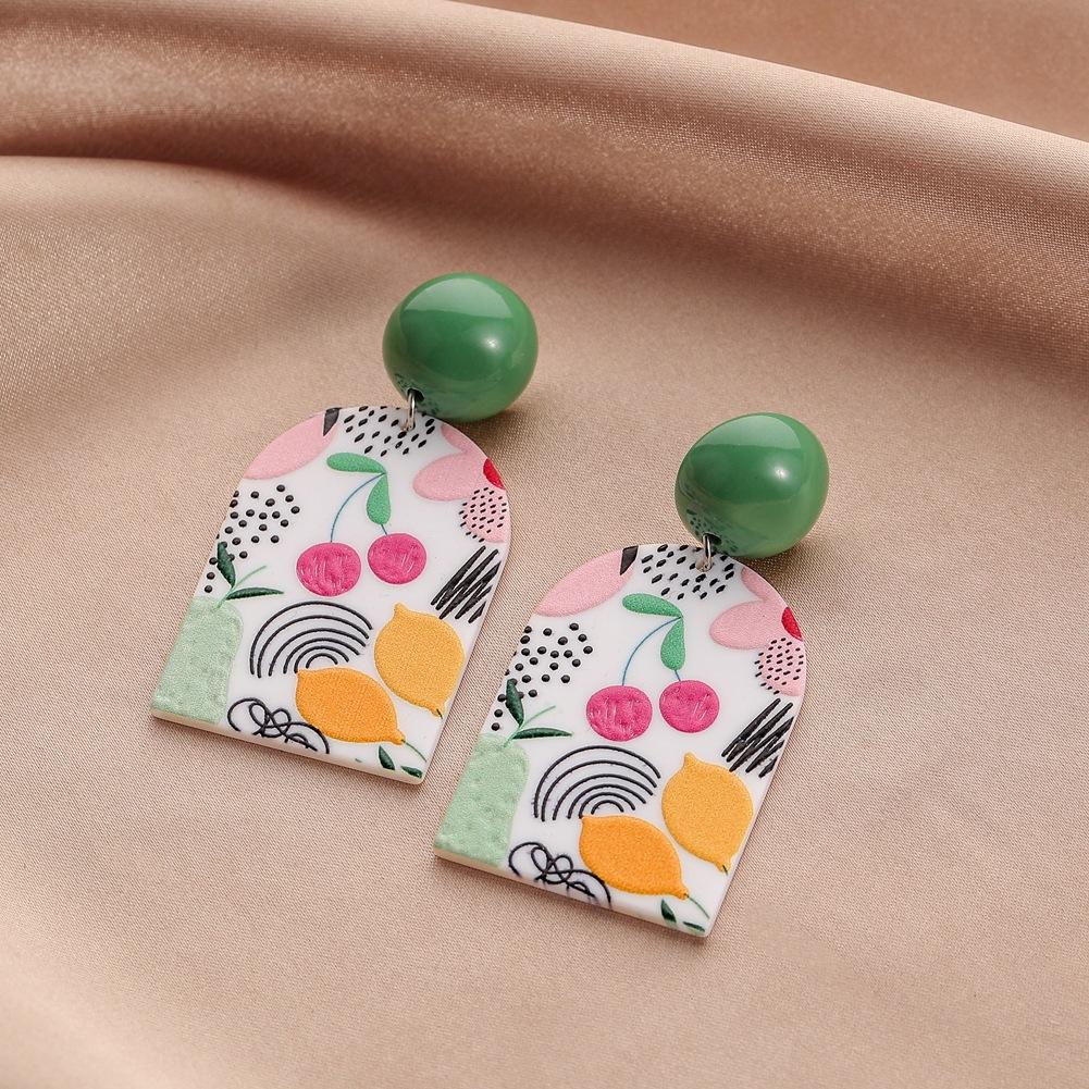 Original geometric acrylic plate graffiti earrings art abstract painting exaggerated temperament earrings