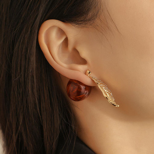 Dongdaemun Pink Cherry Girl Earrings Simple Fashion Wine Red Cherry Retro Temperament Earrings
