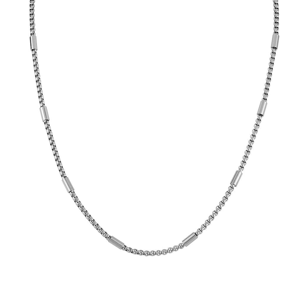 Fashion Simple Men's Stainless Steel Square Pearl Bamboo Single Chain Necklace Versatile Personality