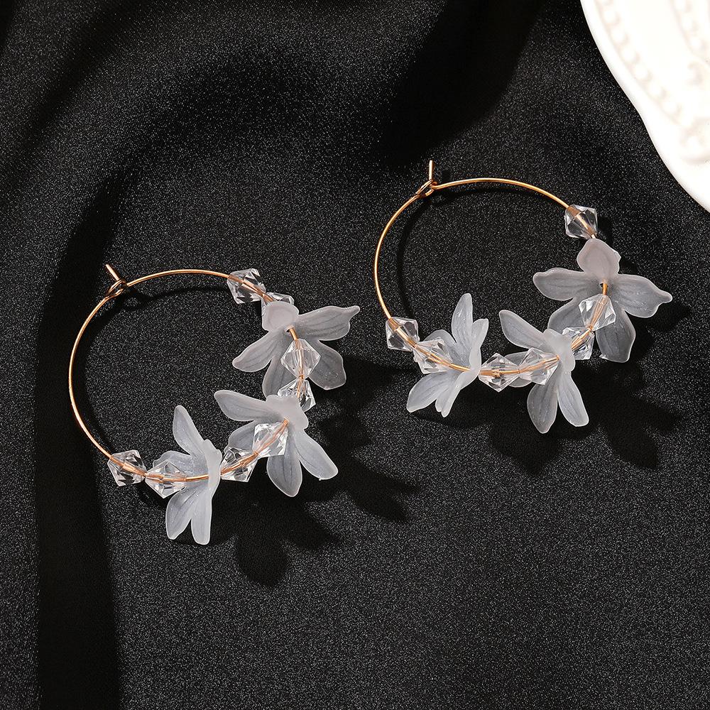 Ice Flower Tassel Earrings Temperament Long Multi-layer Crystal Petal Earrings Dongdaemun Internet Celebrity Earrings