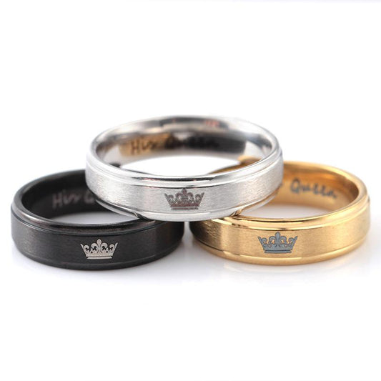 Fashion stainless steel ring herKinghisQueen king and queen couple ring jewelry