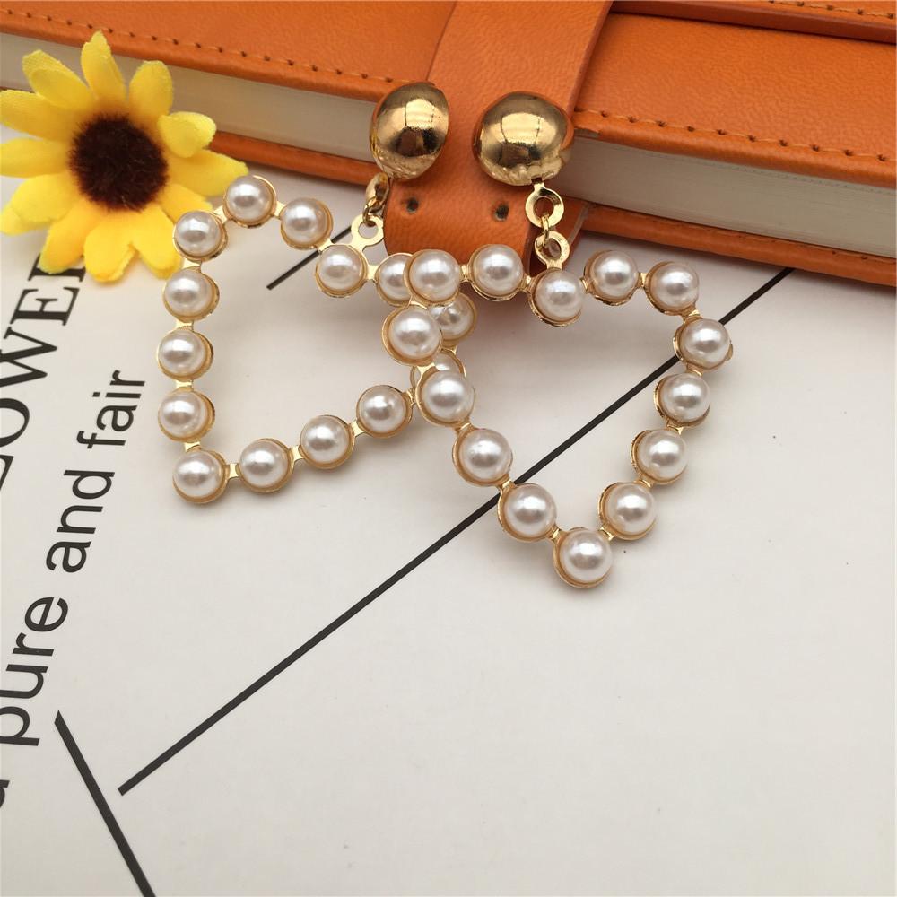 Pearl Geometric Love Stud Earrings Popular Exaggerated Earrings Street Stall Jewelry