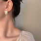 White camellia asymmetric earrings ins simple micro-inlaid zircon long tassel earrings flower earrings
