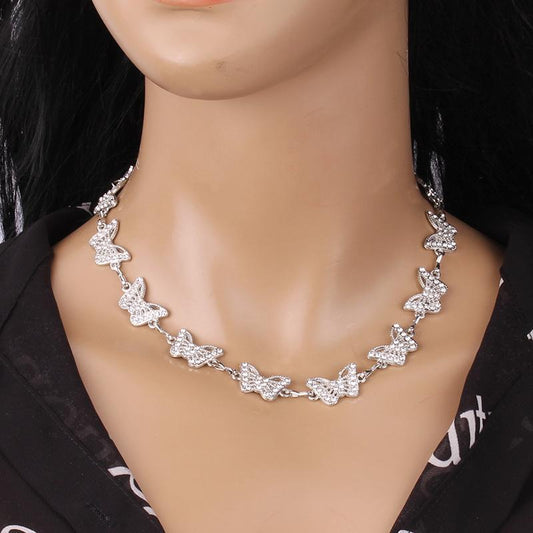 Diamond Butterfly Necklace Female Pendant Clavicle Chain Ins Light Luxury Niche Design Sense