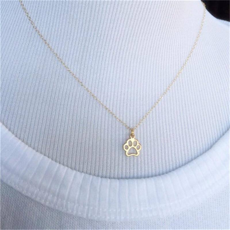 Jewelry Hollow Dog Print Cat Print Dog Paw Necklace Clavicle Chain