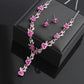 Fashion Simple Flower Necklace Earring Set Paint Flower Pendant Bridal Accessories