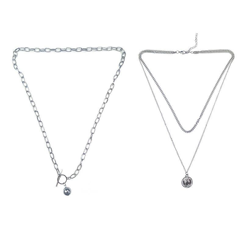 Cold fashion metal ball coin mix and match net red necklace choker sexy multi-layer long clothing chain female