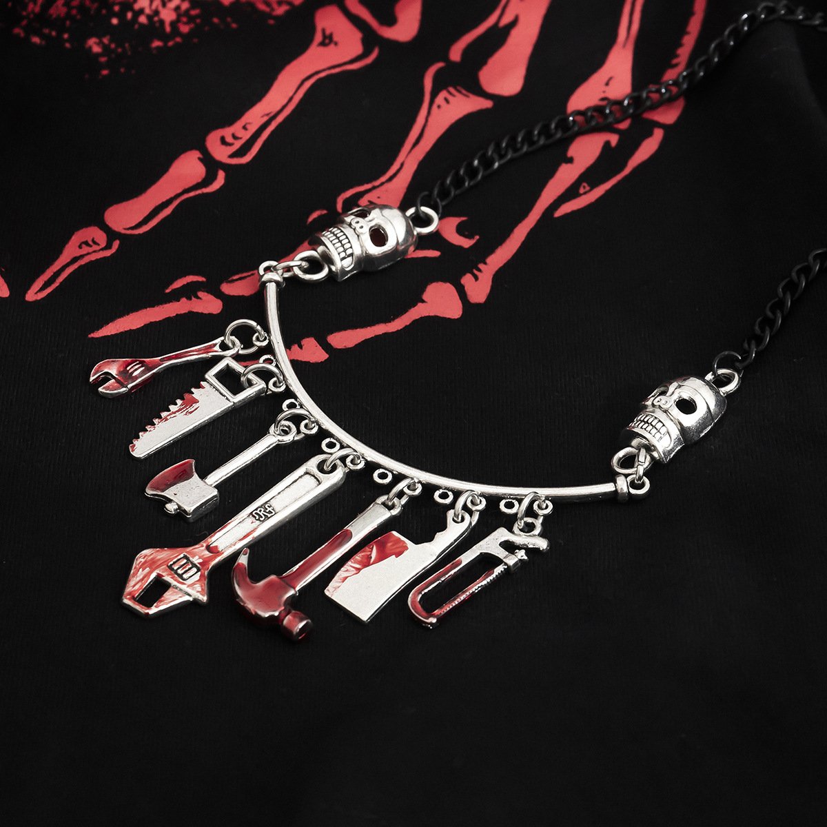 Jewelry Punk Gothic Oil Drop Dagger Necklace Female Halloween Funny Skull Tool Necklace
