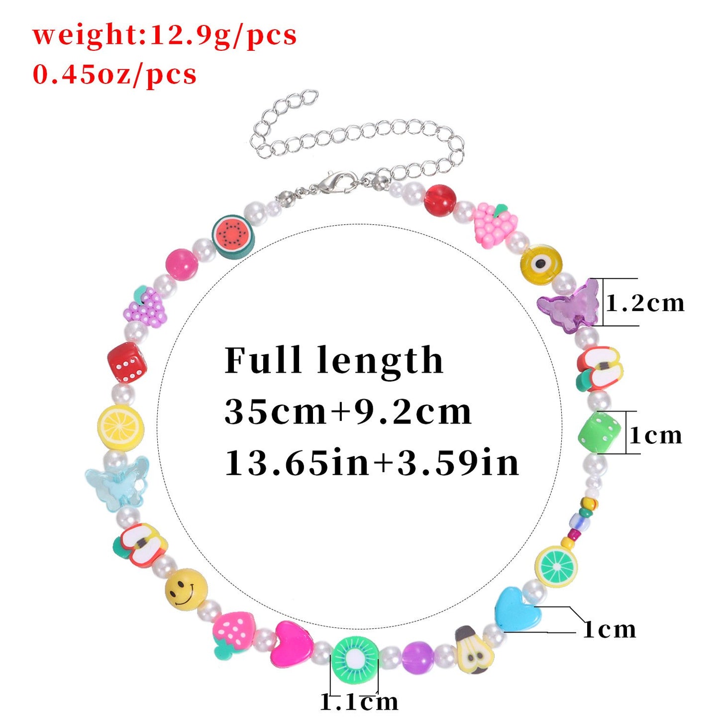 Jewelry Acrylic Butterfly Pearl Necklace Ladies Resin Soft Pottery Fruit Bead Necklace