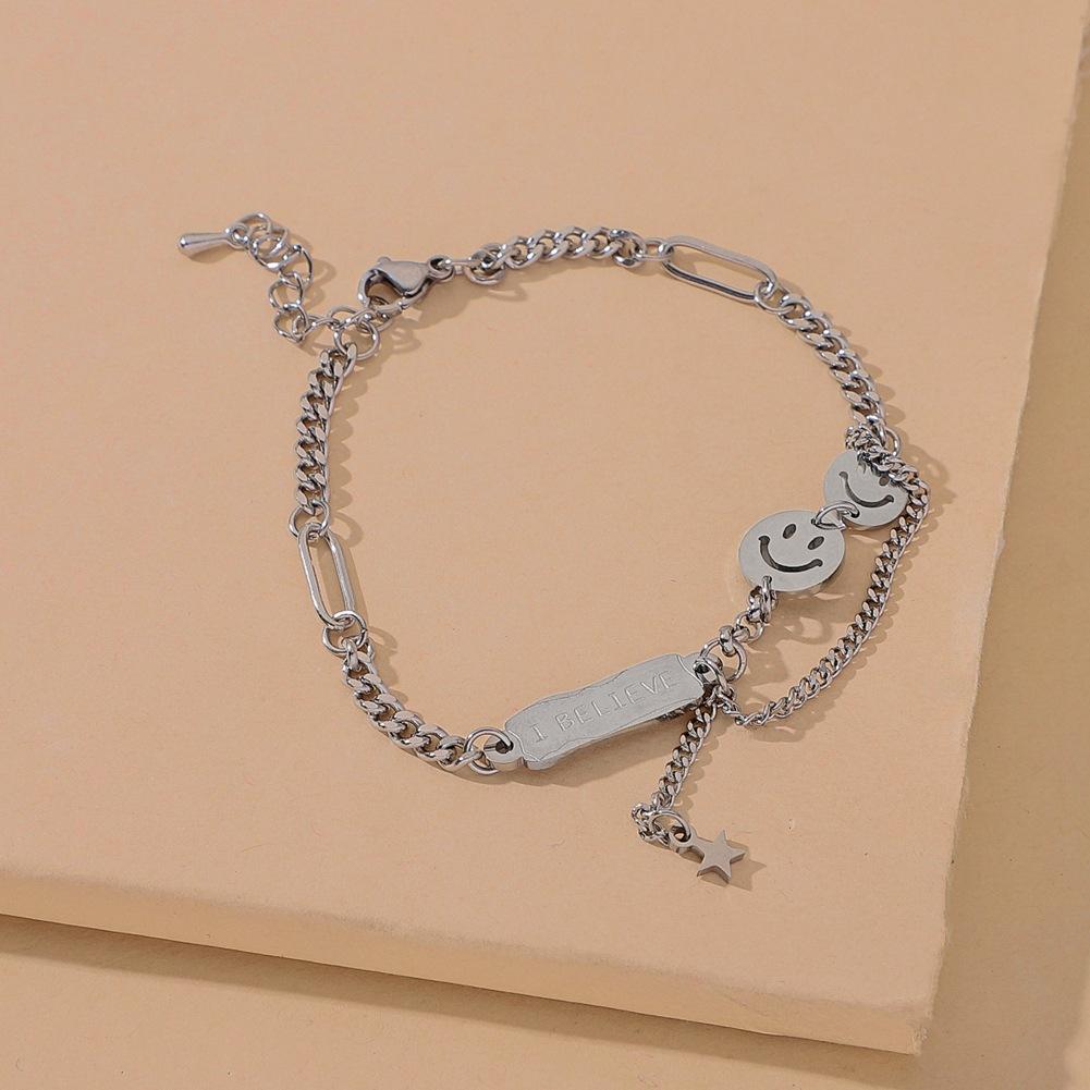 Personality Cold Smile Smile Stainless Steel Titanium Steel Adjustable Bracelet Hand Decoration