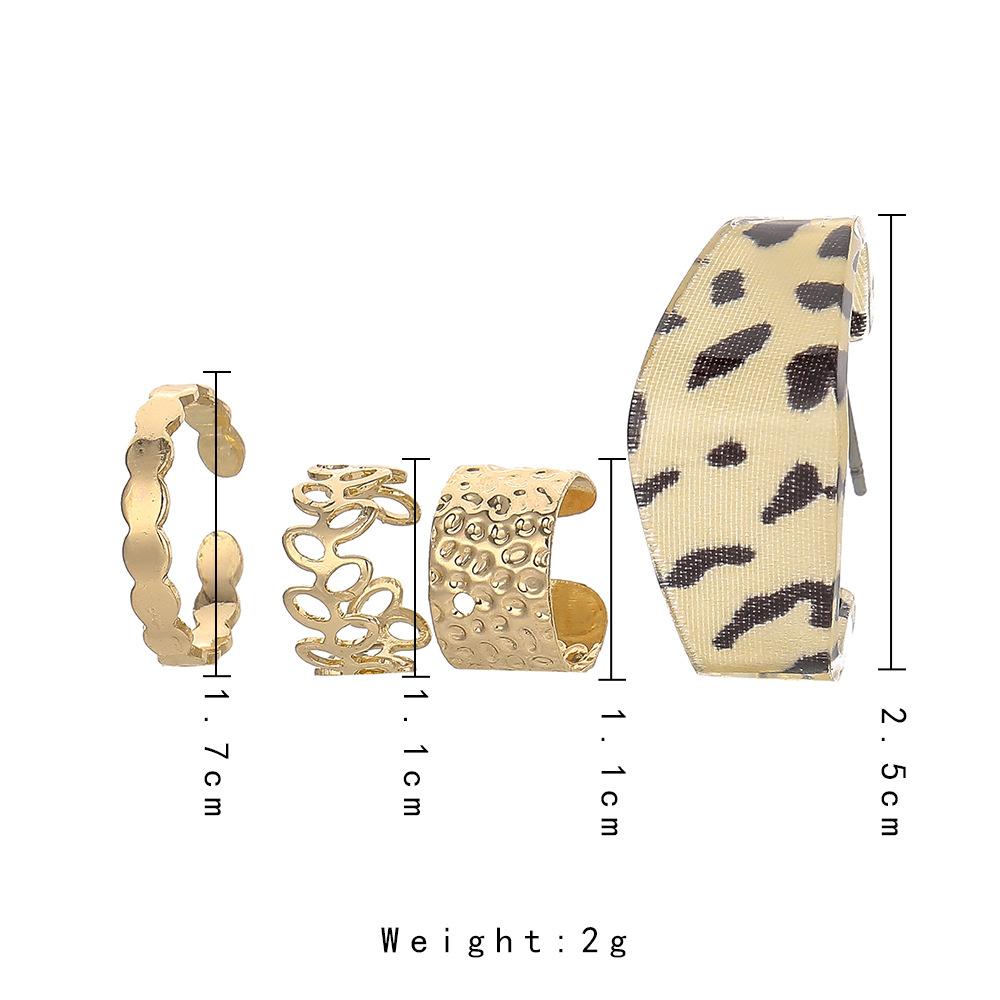 Trendy square leopard wild wild earrings jewelry leaves simple popular ear clip set one ear
