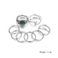 Fashion personality Bohemian ethnic ball turquoise alloy wave ring 8-piece set for women