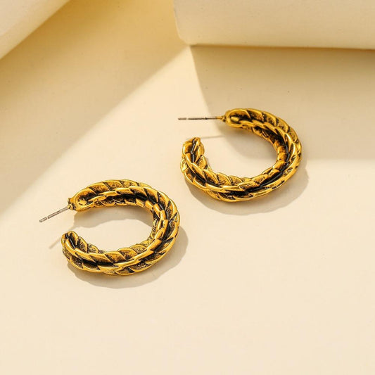 Jewelry Fashion Retro Exaggerated Snake Pattern C-shaped Earrings Creative Twisted Lines C-shaped Earrings Female