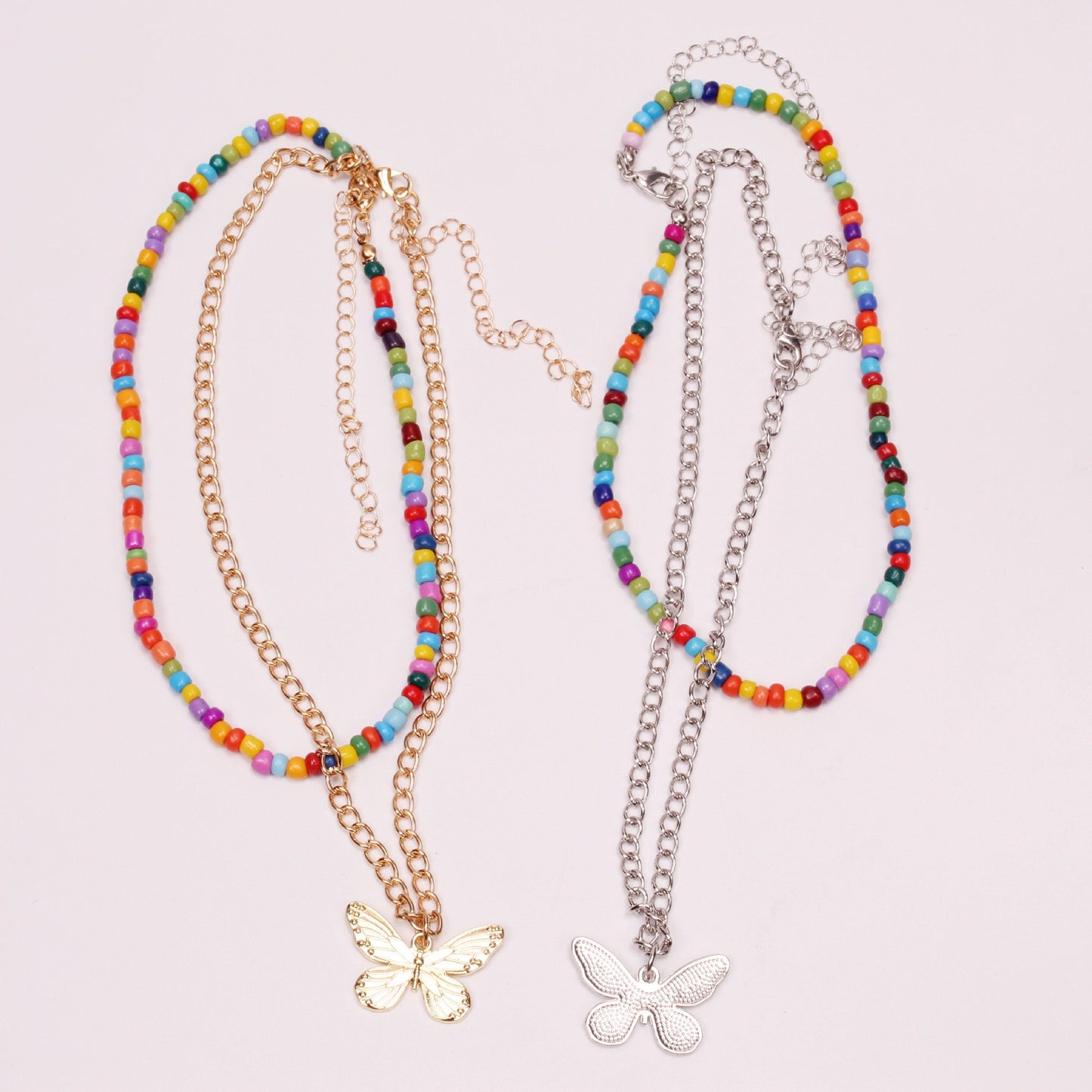 Fashion Jewelry Personality Simple Rice Bead Set Necklace Autumn Alloy Butterfly Necklace Female