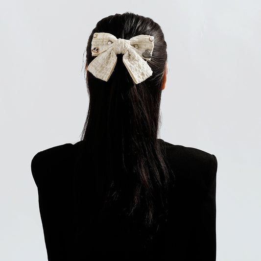 F5269 French fragrance bowknot hairpin pearl temperament rhinestone light luxury sweet love spring clip