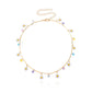 Jewelry Colorful Gem Straight Tube Chain Necklace Female Simple Temperament Painted Drop Glaze Flower Necklace
