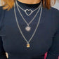 Jewelry Retro Versatile Multi-layer Peach Heart Gemstone Pendant Necklace Women's Ring Sweater Chain Three-piece Set