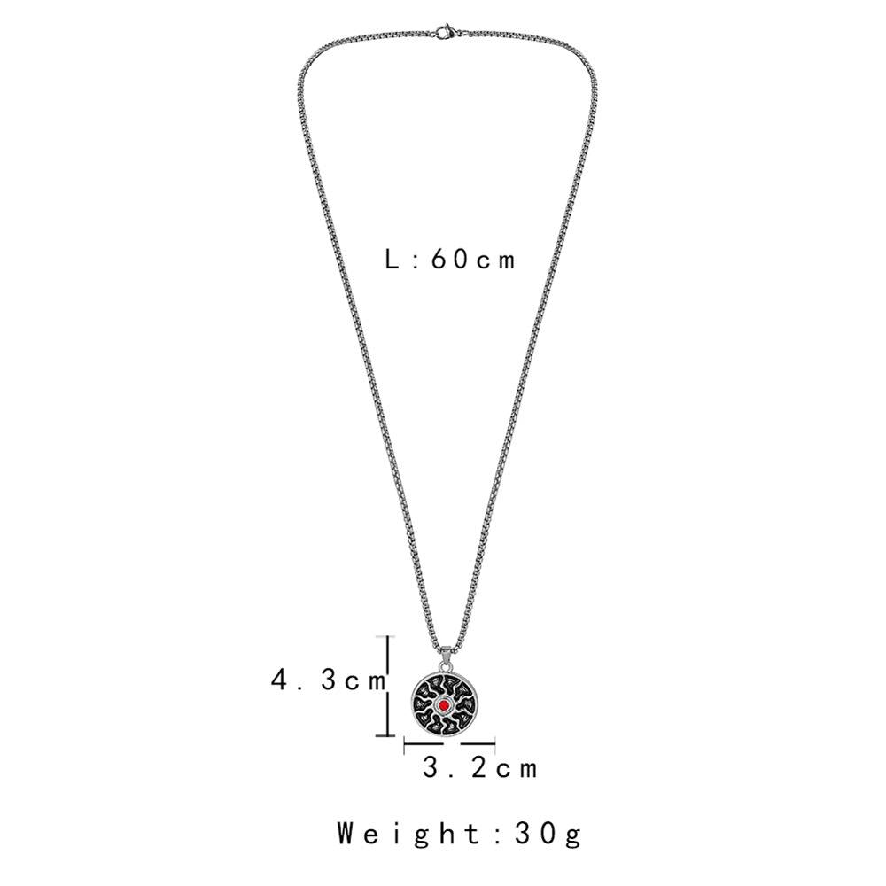 Hip-hop fashion personality trend stainless steel round plate sun god pendant titanium steel rock hiphop men's necklace