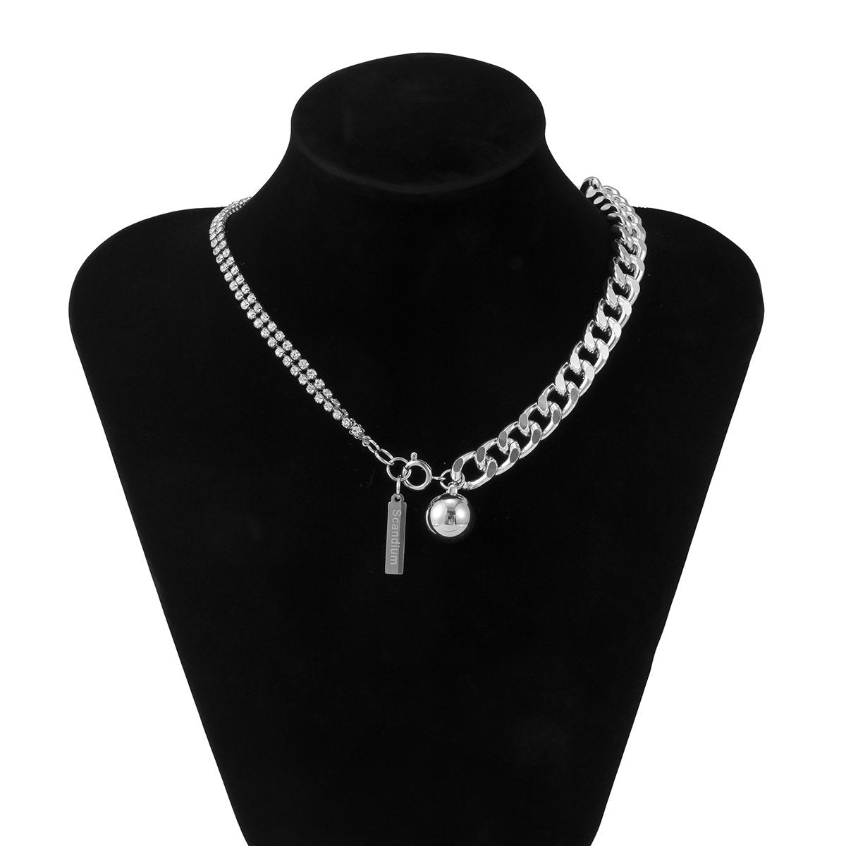 Jewelry Simple Letter Hang Tag Necklace Punk Asymmetric Claw Chain Hanging Ball Single Layer Clavicle Necklace