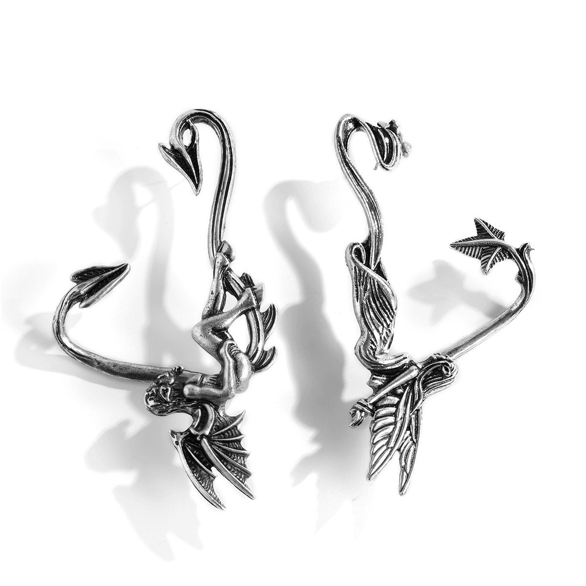 Jewelry Retro Demon Angel Stereo Outline Ear Clip Sweet Cool Halloween Elf Wings Earrings