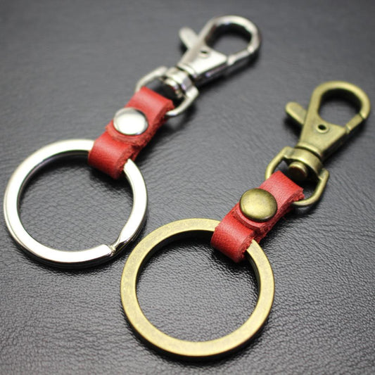 Top layer cowhide pendant key ring dog buckle leather key chain accessories multi-color optional direct supply