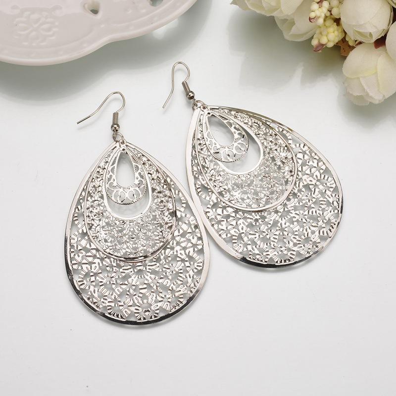 Popular Fashion Jewelry Exaggerated Quality Hollow Water Drop Earrings Earrings