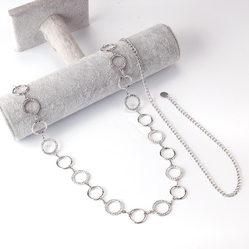 Fashionable atmosphere, versatile diamond ring, exaggerated temperament, disc pendant, personalized waist chain