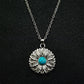 Jewelry Blue Turquoise Sunflower Pendant Necklace Women Vintage Boho Flower Jewelry