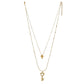 Ins niche light luxury titanium steel gold-plated cross collarbone chain fashion love personality key double layer necklace