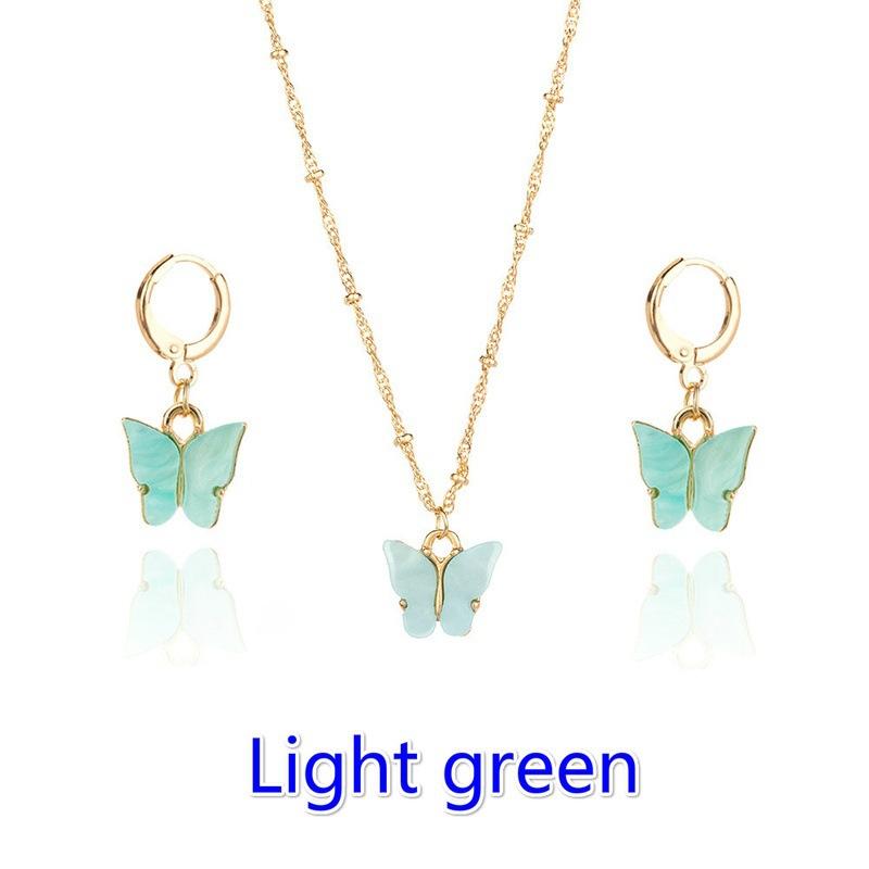 Fashion Explosion Acrylic Butterfly Earrings Necklace Set 2 Pieces Set Jewelry