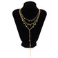 Jewelry Niche Design Sense Inlaid Rhinestone Tassel Necklace Metal Versatile Chain Clavicle Necklace