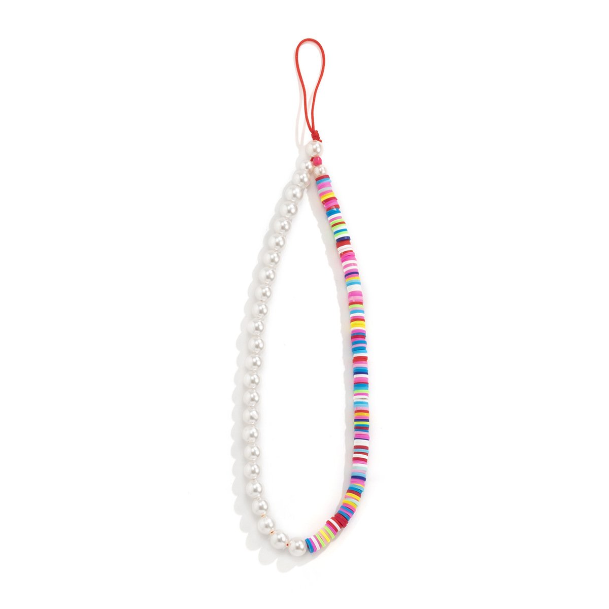 Jewelry simple imitation pearl soft pottery color mobile phone chain femininity color matching beaded mobile phone pendant