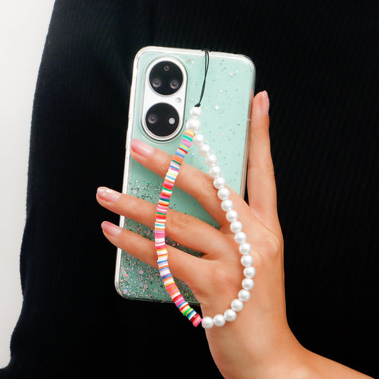 Jewelry Bohemia Stitching Colored Soft Pottery Imitation Pearl Phone Chain Handwoven Ornaments