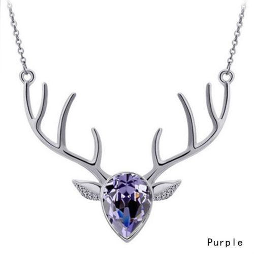 Popular Diamond Necklace Crystal Deer Head Clavicle Chain Creative Animal Pendant Jewelry