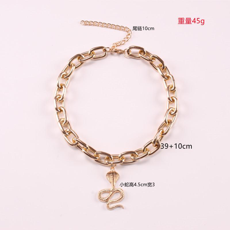 Jewelry explosive ins exaggerated flat head snake necklace wild snake necklace