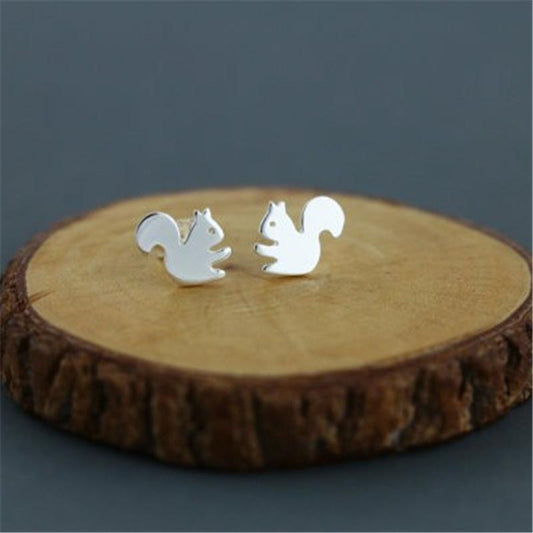 Popular Jewelry Cute Little Squirrel Ear Studs Female Animal Ear Jewelry Electroplating Alloy Gold Silver