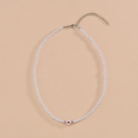 Fashion Peach Heart Clavicle Chain Necklace Elegant Temperament Imitation Pearl Necklace Jewelry