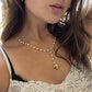 Cold Temperament Imitation Pearl Chain Clavicle Necklace Simple Metal Peach Heart Pendant Necklace Women