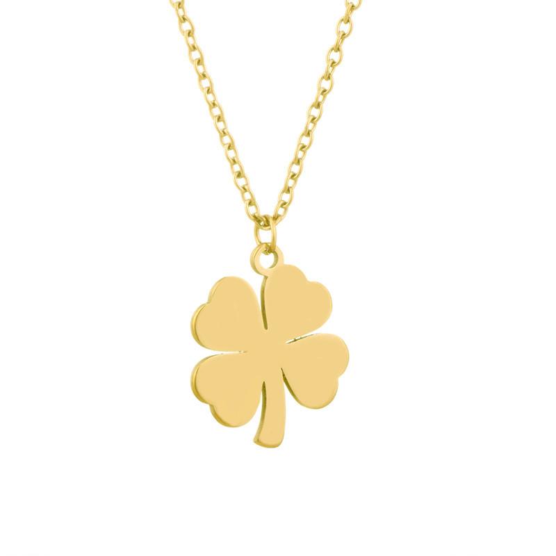 Titanium steel glossy lucky four-leaf clover necklace female fashion light luxury item small jewelry Valentine's Day gift