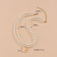 Elegant Temperament Double Imitation Pearl Necklace Fashion Alloy Sun Pendant Necklace Accessories